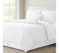 LUX Decor 10 Piece Comforter Set Queen (88X88), Seersucker Lightweight Comforter Set with Sheets, Bed in a Bag Bedding Set for All Seasons - White