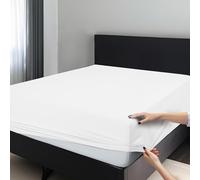 LUX Décor California King Fitted Sheet Only - Easy to Fit 360 Elastic Microfiber Sheets - 16 Inches Deep Pocket - Wrinkles Fade Resistant - White