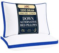 Lux Decor Collection Gusseted Bed Pillows - Set of 2 Premium King Size Pillows for Side Sleepers and Back Sleepers - Blue Gussets/King 18 x 36 inches