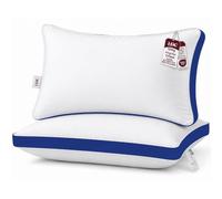 Lux Decor Collection Gusseted Bed Pillows - Set of 2 Premium King Size Pillows for Side Sleepers and Back Sleepers - Blue Gussets/King 18 x 36 inches