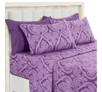 Lux Decor Collection LDC Bed Sheets - 6 Pc Queen Size Sheets - High GSM Brushed Microfiber Sheets -Upto 16 Inches Deep Pocket Bedding Sheets & Pillowcases (Queen, Paisley Purple)