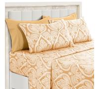 Lux Decor Full Size Bed Sheets Set, 6-Pc Cooling Bed Set, Breathable Hotel Style Sheets, Microfiber Sheets Deep Pockets, Easy-Fit, Soft & Wrinkle Free Oeko-Tex Paisley Bed Sheets (Full, Taupe)