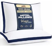 LUX Décor Gusseted Style Soft Hotel Pillows Set of 2 - for Side, Stomach & Back Sleepers - Down Alternative Hotel Bed Pillows - 100% Microfiber Cover, Virgin PSF Fill - Navy, King 36x18