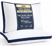 LUX Décor King Gusseted Pillows Set of 2 - Medium Firm Support for Side & Back Sleepers - Cooling Down Alternative Hotel Bed Pillows - 100% Microfiber Cover, Virgin PSF Fill - Navy, 36x18