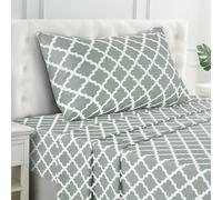 LUX Décor Quatrefoil Twin XL Sheet Set - 3 Piece Ultra-Soft Microfiber Bed Sheets with Flat Sheet, 16 Inches Deep Pocket Fitted Sheet & Pillowcases, Breathable, Bedroom Decor, Oeko-TEX - Grey