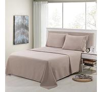 LUX Décor Queen Sheet Set - 6 Piece Ultra-Soft Microfiber Bed Sheets with Flat Sheet, 16 Inches Deep Pocket Fitted Sheet & Pillowcases, Cooling & Breathable Hotel Luxury, Oeko-TEX - Taupe