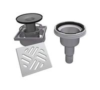 LUX ELEMENTS TUB-BAS-S 100 LTUBE1193 Vertical Drain Pan with Stainless Steel Grate Grey