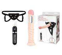 Lux Fetish - 8.5" Realistic Vibrating Dildo & Strap-on Harness Set