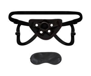 Lux Fetish Strap-On Harness with Blindfold Black