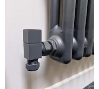 Lux Heat Angled Anthracite Grey Manual Square Radiator Valve Set