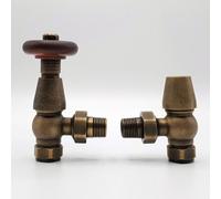 Lux Heat Angled Antique Brass Traditional Thermostatic Radiator Valve (Trv) Set
