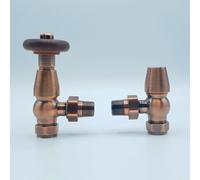 Lux Heat Angled Antique Copper Traditional Thermostatic Radiator Valve (Trv) Set