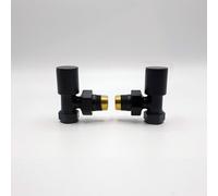 Lux Heat Angled Black Manual Round Radiator Valve Set