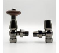 Lux Heat Angled Black Nickel Traditional Thermostatic Radiator Valve (Trv) Set