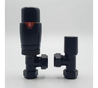 Lux Heat Angled Black Thermostatic Radiator Valve (TRV) Set