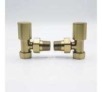 Lux Heat Angled Brushed Brass Manual Round Radiator Valve Set