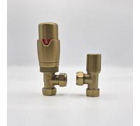 Lux Heat Angled Brushed Brass Thermostatic Radiator Valve (TRV) Set