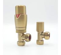 Lux Heat Angled Brushed Brass Thermostatic Radiator Valve (Trv) Set