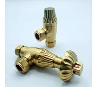 Lux Heat Angled Brushed Brass Traditional Ornate Thermostatic Radiator Valve (TRV) Set