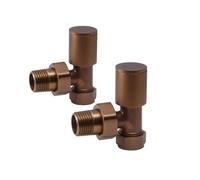 Lux Heat Angled Brushed Bronze Manual Round Radiator Valve Set