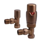 Lux Heat Angled Brushed Bronze Thermostatic Radiator Valve (TRV) Set