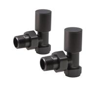 Lux Heat Angled Brushed Gunmetal Manual Round Radiator Valve Set