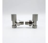 Lux Heat Angled Brushed Nickel Manual Round Radiator Valve Set