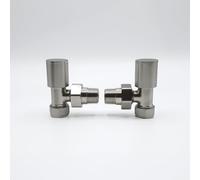 Lux Heat Angled Brushed Nickel Manual Round Radiator Valve Set