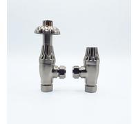 Lux Heat Angled Brushed Nickel Traditional Ornate Thermostatic Radiator Valve (Trv) Set