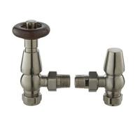 Lux Heat Angled Brushed Nickel Traditional Thermostatic Radiator Valve (Trv) Set