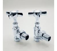 Lux Heat Angled Chrome Manual Cross-Head Radiator Valve Set