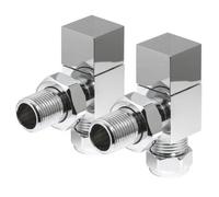 Lux Heat Angled Chrome Manual Square Radiator Valve Set