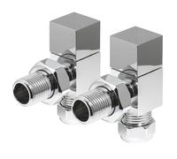 Lux Heat Angled Chrome Manual Square Radiator Valve Set