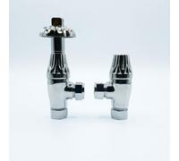 Lux Heat Angled Chrome Traditional Ornate Thermostatic Radiator Valve (Trv) Set