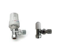 Lux Heat Angled Chrome & White Thermostatic Radiator Valve (Trv) Set