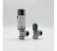 Lux Heat Angled Chrome & White Thermostatic Radiator Valve (TRV) Set
