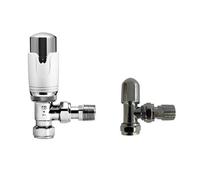 Lux Heat Angled Chrome & White Thermostatic Radiator Valve (Trv) Set