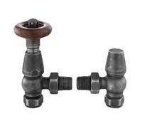 Lux Heat Angled Pewter Traditional Thermostatic Radiator Valve (TRV) Set