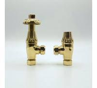 Lux Heat Angled Polished Brass Traditional Ornate Thermostatic Radiator Valve (Trv) Set