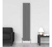 Lux Heat Anthracite Grey Flat Vertical Single Panel Designer Radiator 1800mm (H) X 350mm (W)