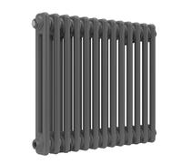 Lux Heat Anthracite Grey Horizontal 2 Column Traditional Radiator 500mm (H) x 605mm (W)