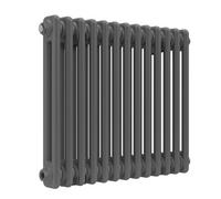 Lux Heat Anthracite Grey Horizontal 2 Column Traditional Radiator 500mm (H) X 605mm (W)