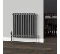 Lux Heat Anthracite Grey Horizontal 2 Column Traditional Radiator 600mm (H) X 605mm (W)