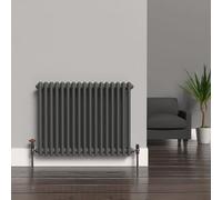 Lux Heat Anthracite Grey Horizontal 2 Column Traditional Radiator 600mm (H) X 785mm (W)