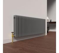 Lux Heat Anthracite Grey Horizontal 3 Column Traditional Radiator 500mm (H) x 1370mm (W)