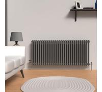 Lux Heat Anthracite Grey Horizontal 3 Column Traditional Radiator 600mm (H) x 1370mm (W)