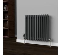 Lux Heat Anthracite Grey Horizontal 3 Column Traditional Radiator 600mm (H) X 605mm (W)