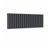 Lux Heat Anthracite Grey Oval Horizontal Double Panel Designer Radiator 400mm (H) x 1140mm (W)