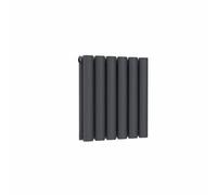 Lux Heat Anthracite Grey Oval Horizontal Double Panel Designer Radiator 400mm (H) x 360mm (W)