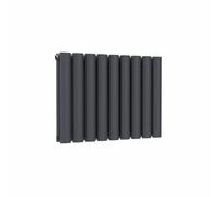 Lux Heat Anthracite Grey Oval Horizontal Double Panel Designer Radiator 400mm (H) x 540mm (W)